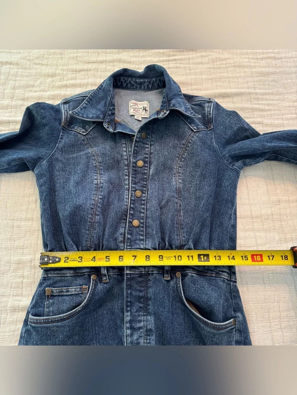 Tecovas Women's Long Sleeve Denim Midi Dress Size Small - Picture 8 of 13